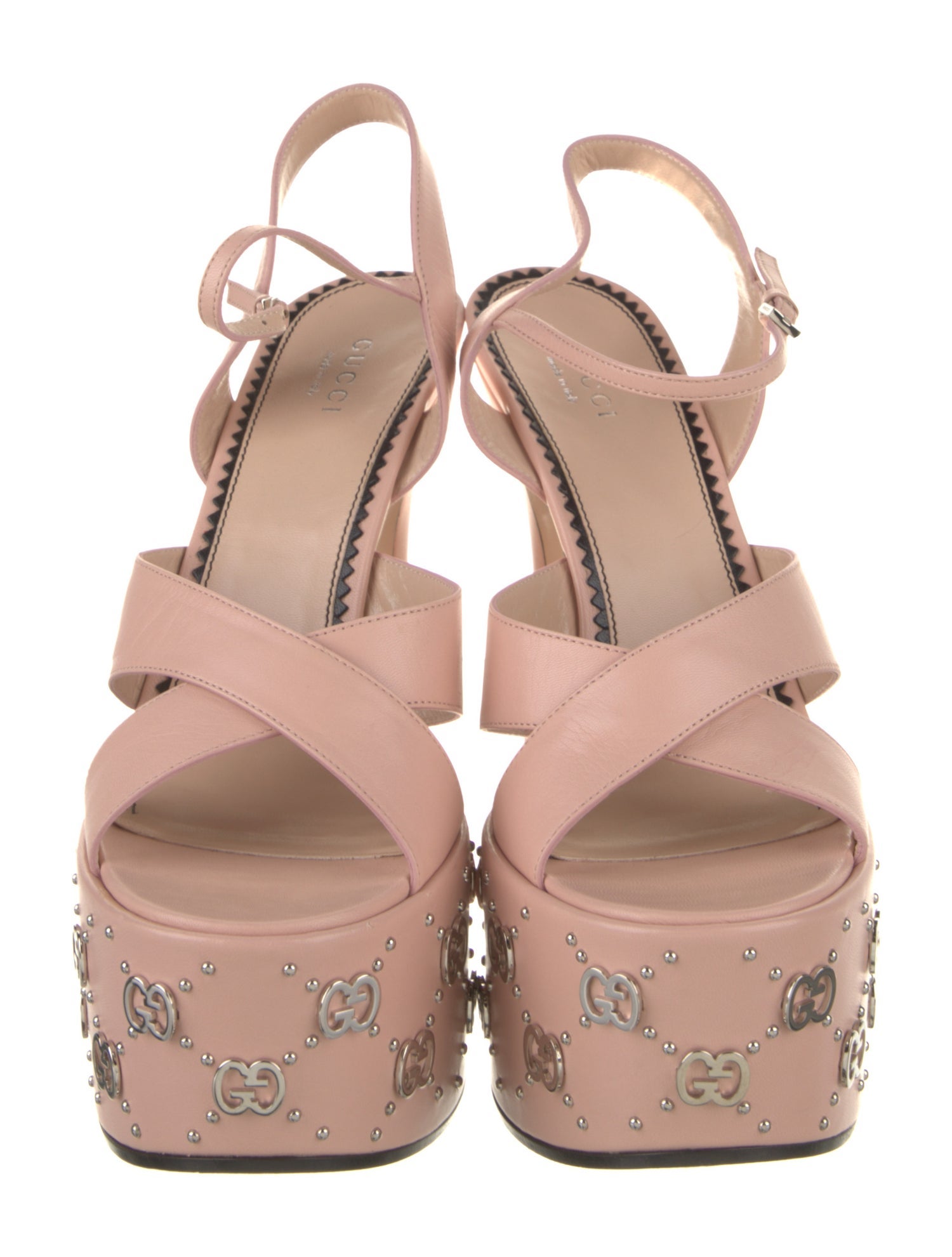 Gucci Leather Floral Print Slingback Sandals